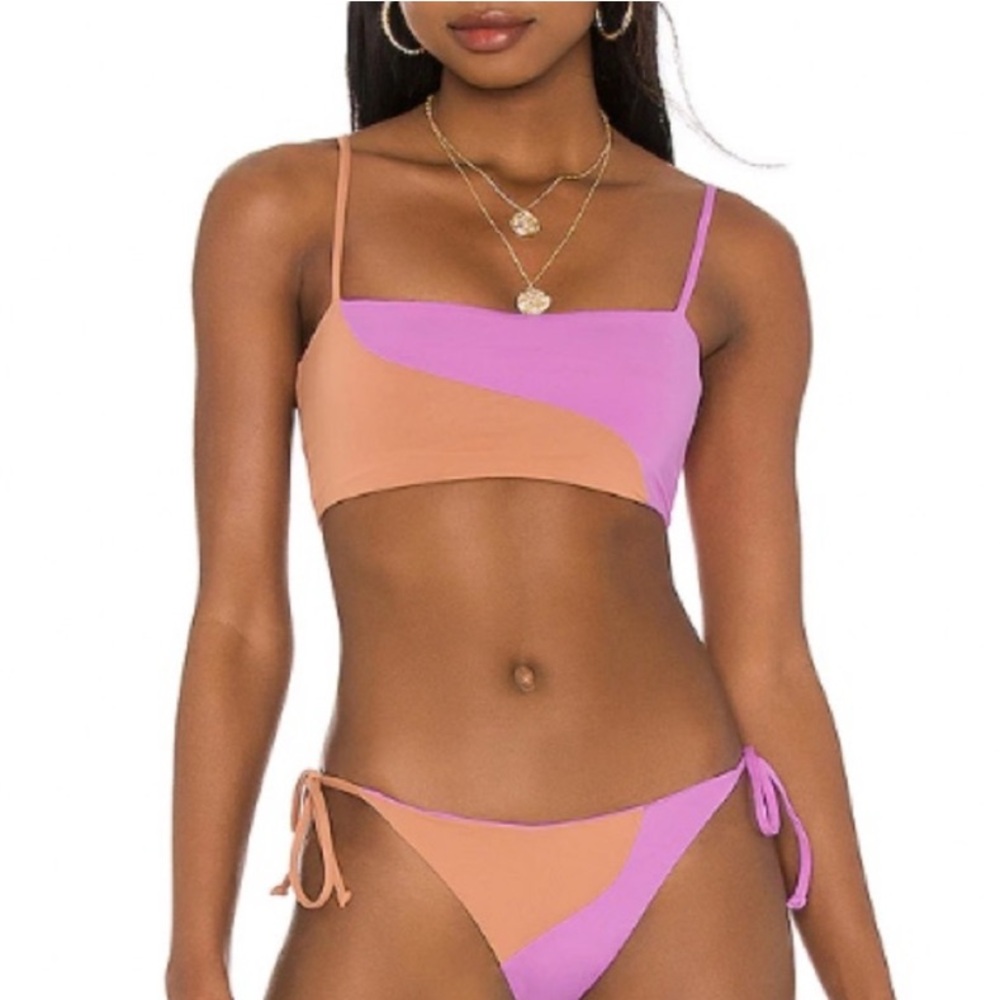 L*Space Dani Bikini Bottom Classic, Colorblock,‎ Purple Brown, X-Large, NWT